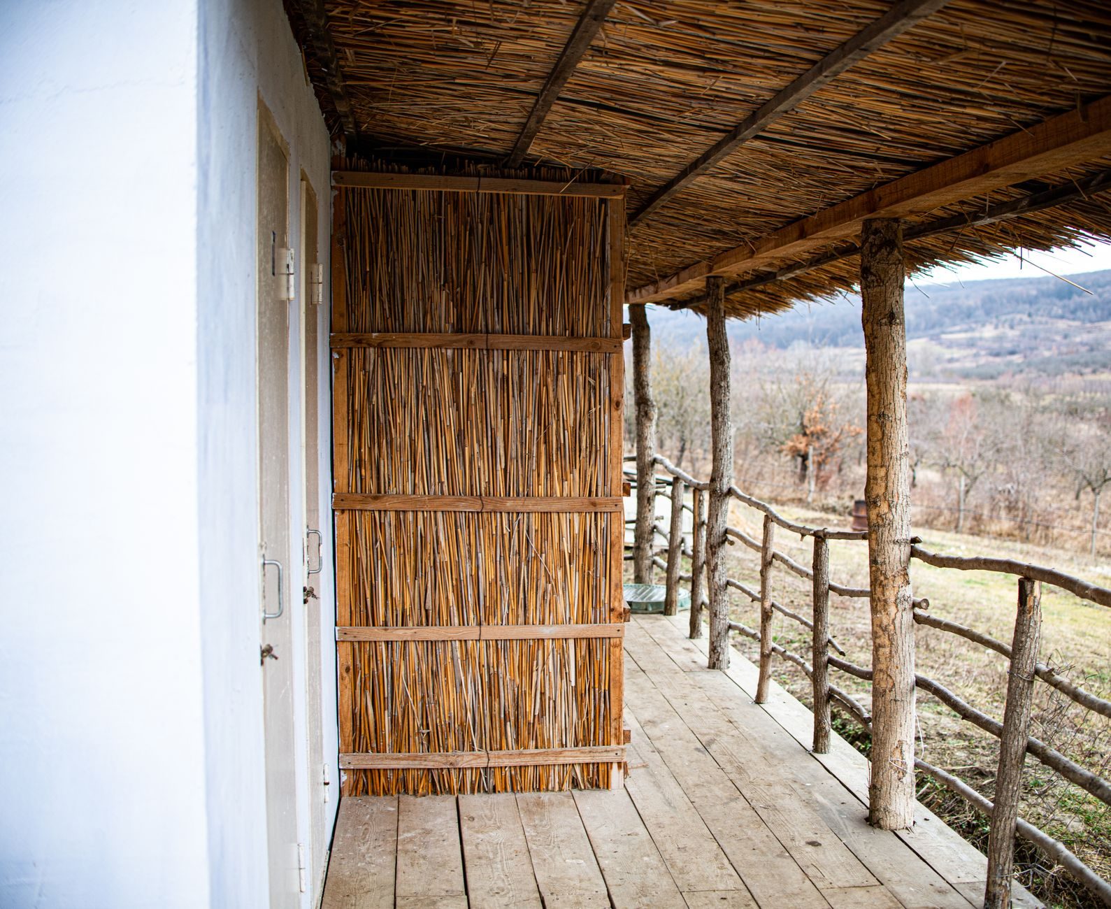 Covered porch looking out over the land